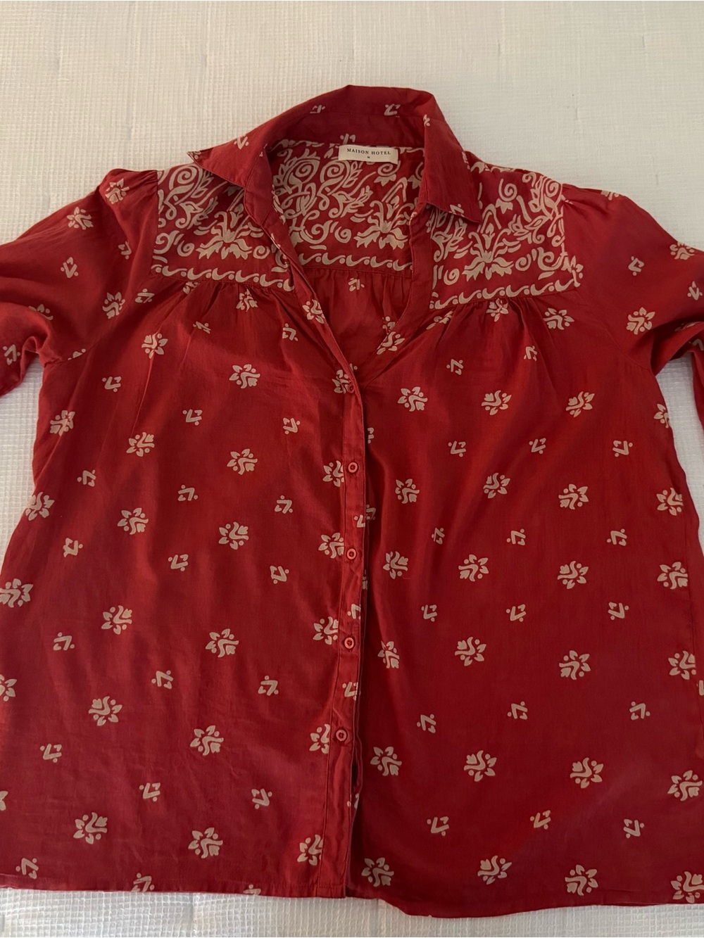 Maison Hotel Red Printed Button-Down Shirt